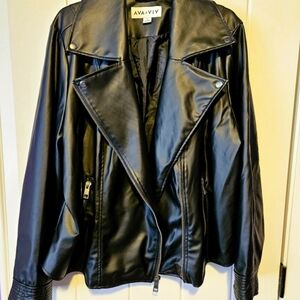 Ava & Viv Black Motorcycle Jacket 2x Faux leather
